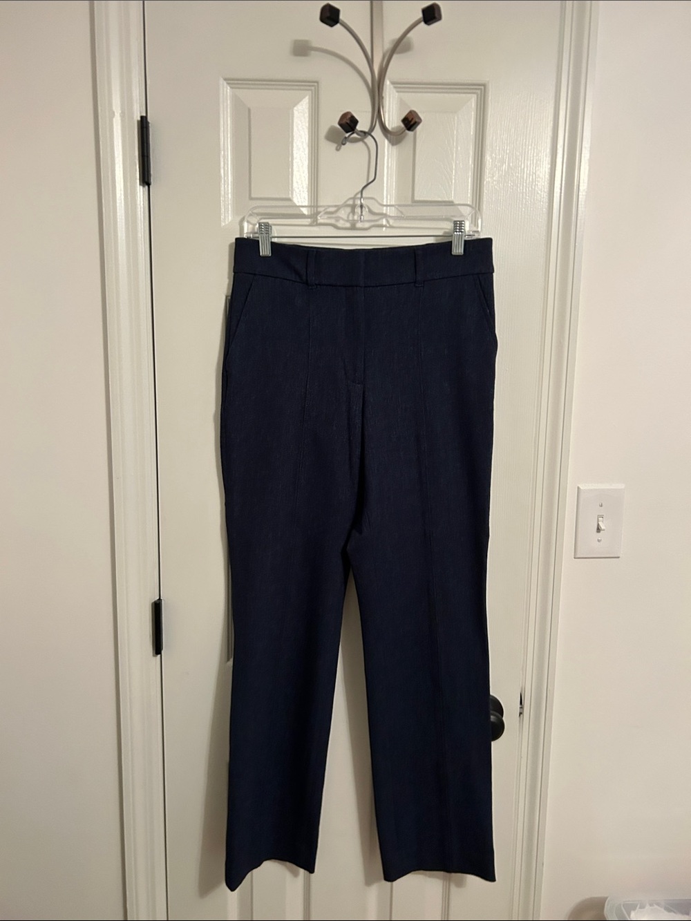 White House Black Market Navy/Dark Denim Straight-Leg Dress Trousers